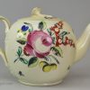 Creamware pottery teapot decorated with overglaze enamels, circa 1770
