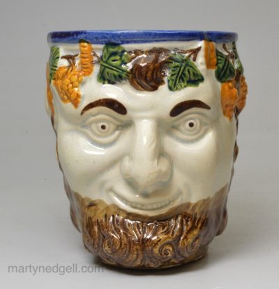 Prattware pottery Bacchus mug, circa 1820