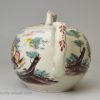 Staffordshire white salt glaze stoneware teapot decorated with a water mill, circa 1760