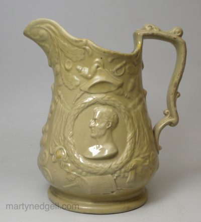 Drabware commemorative pottery jug "Wellington", circa 1850