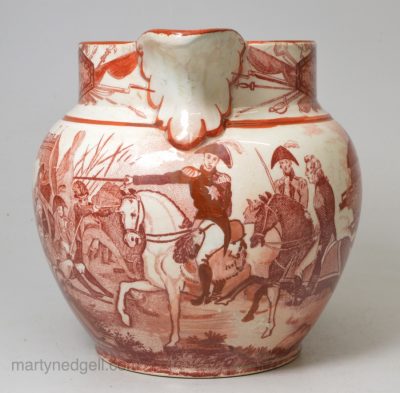 Pearlware pottery commemorative jug 'WELLINGTON', circa 1810