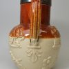 Large Doulton Lambeth saltglaze stoneware harvest jug, circa 1860, silver rim