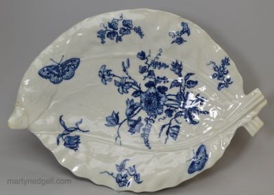 Large Worcester porcelain dish printed with floral sprays, circa 1770