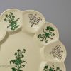 Creamware pottery oval pierced dish decorated with green enamels, circa 1770