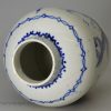 Pearlware pottery tea canister decorated in blue under the glaze, circa 1800