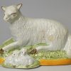 Pair of pearlware pottery sheep, circa 1800