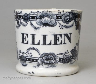 Pearlware pottery child's mug 'ELLEN', circa 1840