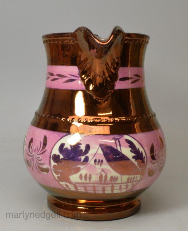 Copper lustre jug, circa 1840