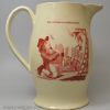 Creamware pottery jug printed in red with Napoleonic cartoons, circa 1803