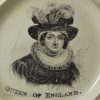 Commemorative pearlware pottery plate Queen Caroline, circa 1821