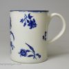 Caughley porcelain mug decorated with floral transfer, circa 1770