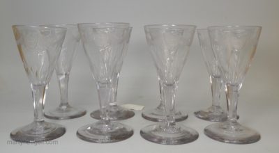 Set of eight English Nautical wine glasses, circa 1820