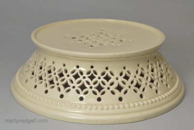 Creamware pierced stand, circa 1900, probably W. Slee, late Leeds Pottery