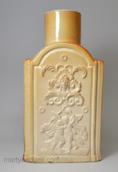 Oversize Brampton Pottery saltglaze stoneware tea canister, circa 1830