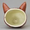 Large pearlware pottery fox head stirrup cup decorated with overglaze enamels, circa 1820