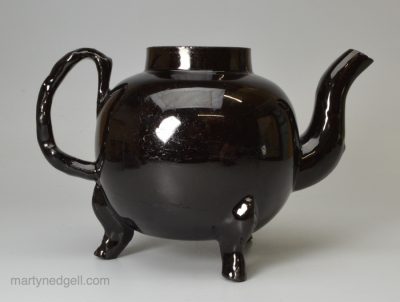 Jackfield black pottery teapot, circa 1770