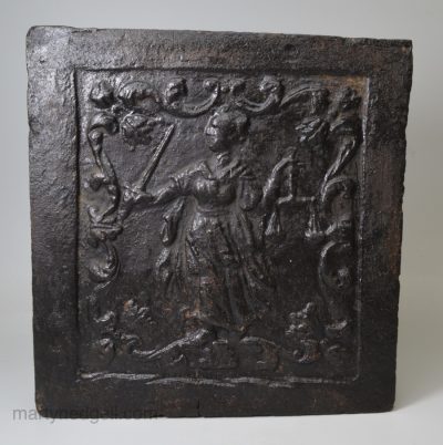 German terracotta stove tile moulded with an allegorical figure of 'Justice', circa 1550