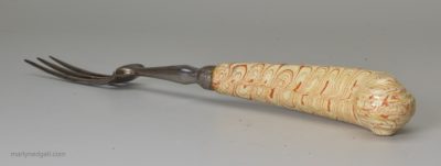 Agate ware fork, circa 1760