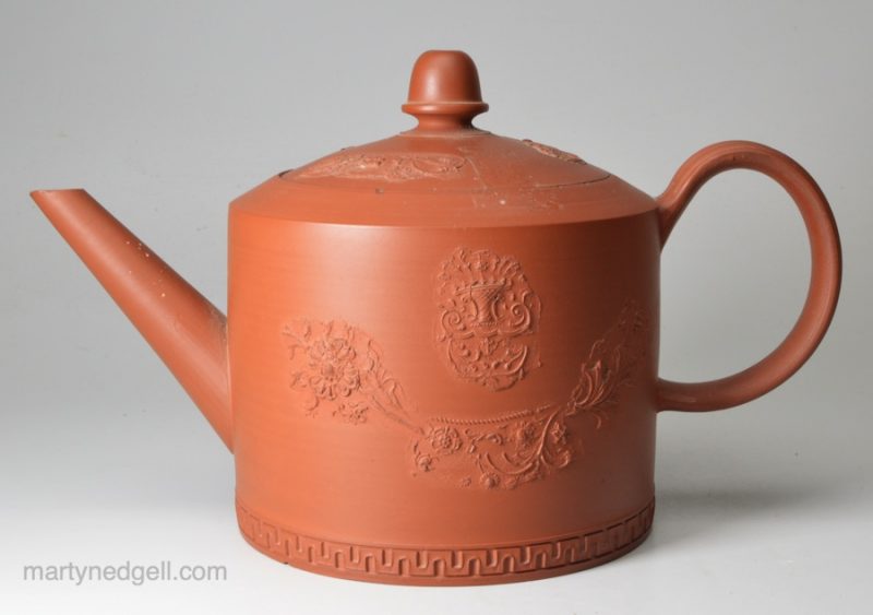 Staffordshire red stoneware pottery teapot, circa 1750