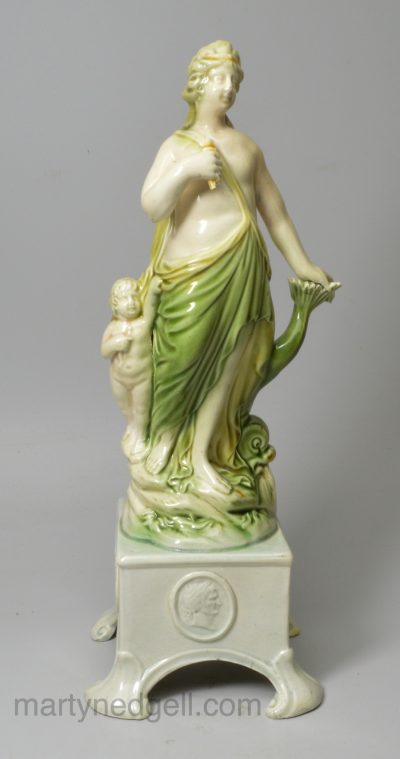 Ralph Wood type pearlware pottery figure of Venus decorated with colours under the glaze, circa 1790