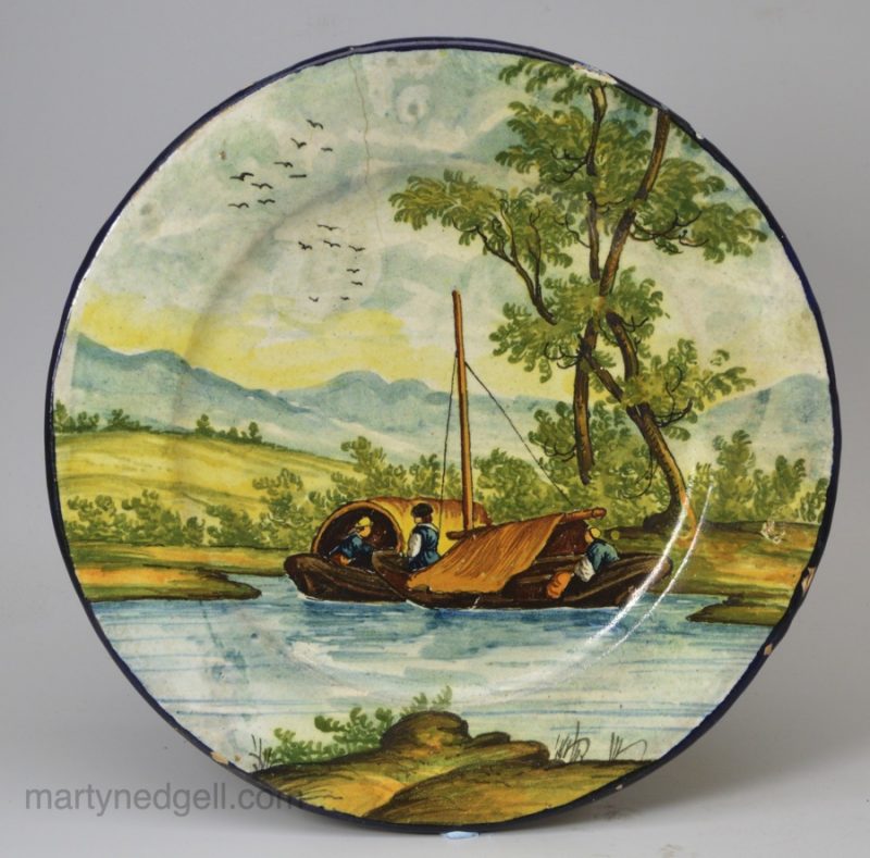 Italian tin glaze pottery, Castelli the plate, circa 1880