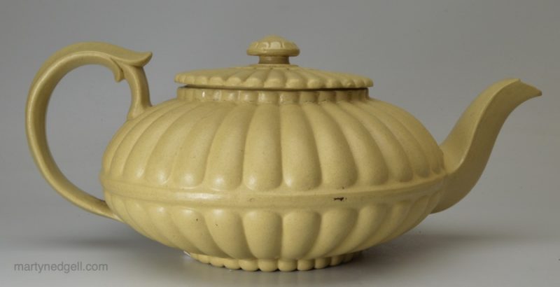 Drab stoneware teapot, circa 1830 possibly Ridgways Pottery