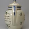 Pearlware pottery teapot decorated with colours under the glaze, dated 1798