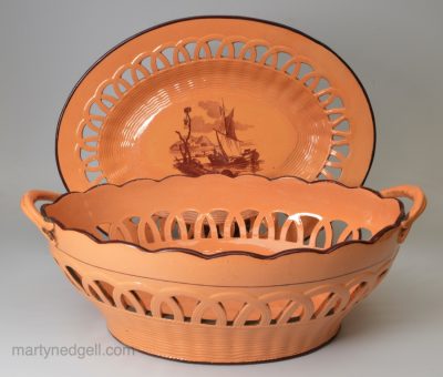 Don pottery Chalcedony basket and stand, circa 1820