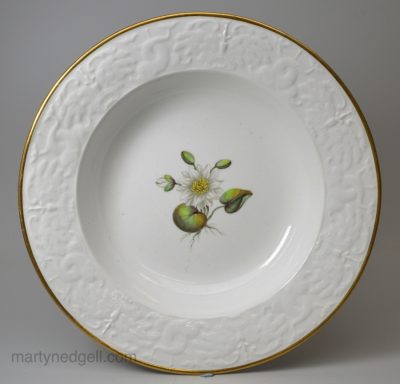 Spode porcelain soup plate painted with a Water Lilly, circa 1820