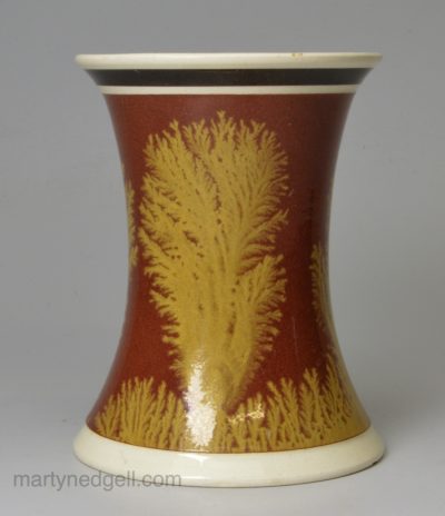 Creamware pottery dendritic mocha spill vase, circa 1820