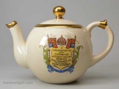 Macintyre Pottery teapot commemorating the coronation of Edward VII in 1902
