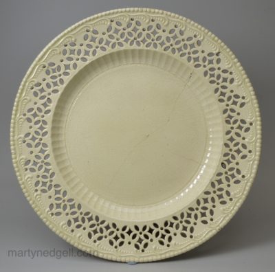Creamware pottery feather edge and pierced plate, circa 1780