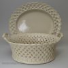 Staffordshire white saltglaze stoneware basket and stand, circa 1760