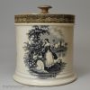 Unusual pearlware pottery covered mug, circa 1840