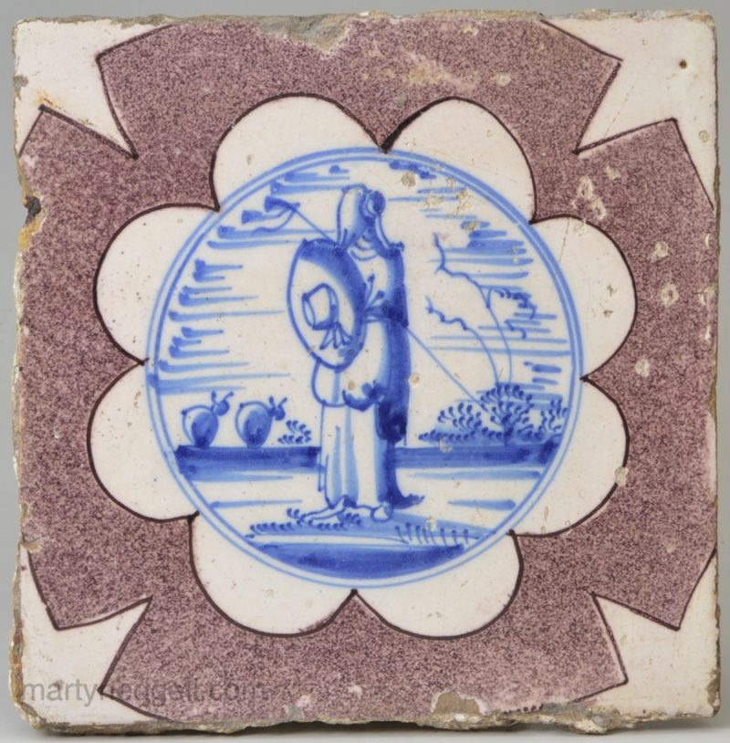 Dutch Delft tile, circa 1740