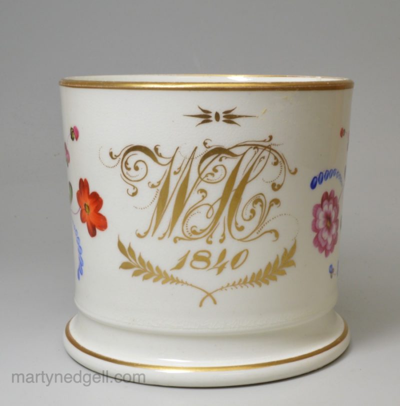 Staffordshire porcelain mug dated 1840