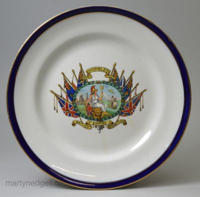 Porcelain commemorative plate made for the British Empire Exhibition at Wembley in 1924, Cauldron Staffordshire