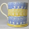 Pearlware pottery mug with bright sponge decoration, circa 1820