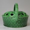 Creamware pottery green glazed crocus pot and cover, circa 1820