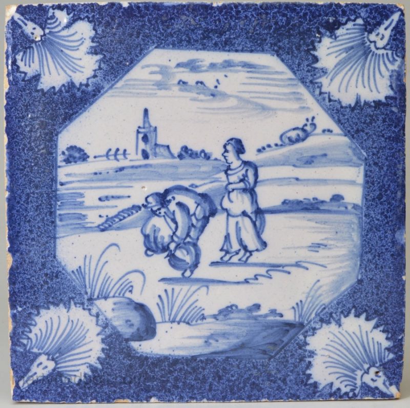 London delft tile, circa 1740