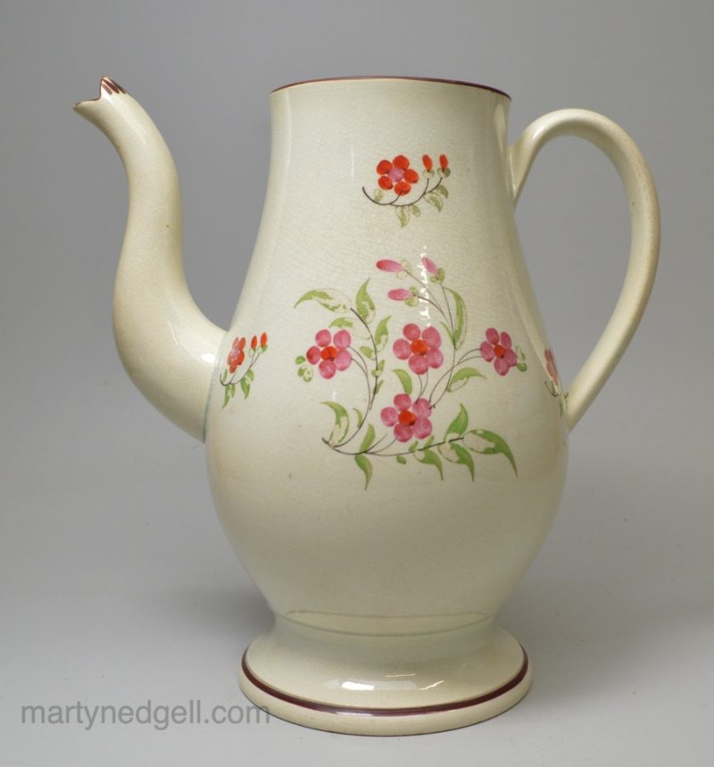 Pearlware pottery coffee pot, circa 1800