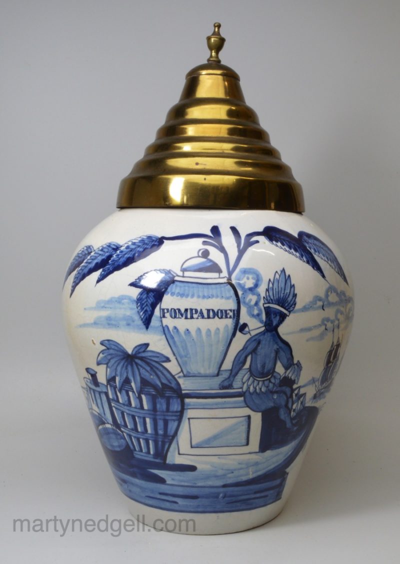 Dutch Delft tobacco jar, circa 1750, De Drie Klokken Pottery