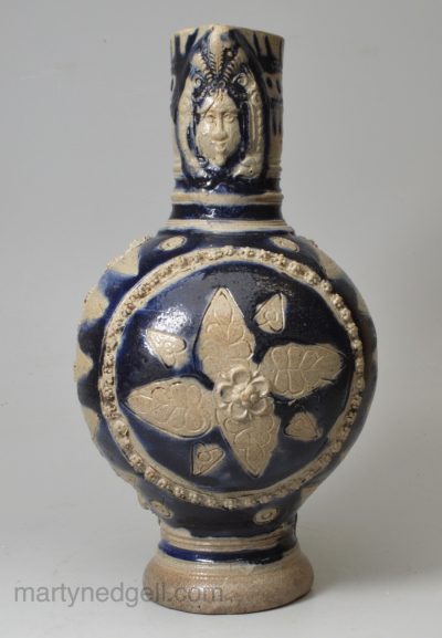 Westerwald salt glazed stoneware jug, circa 1680