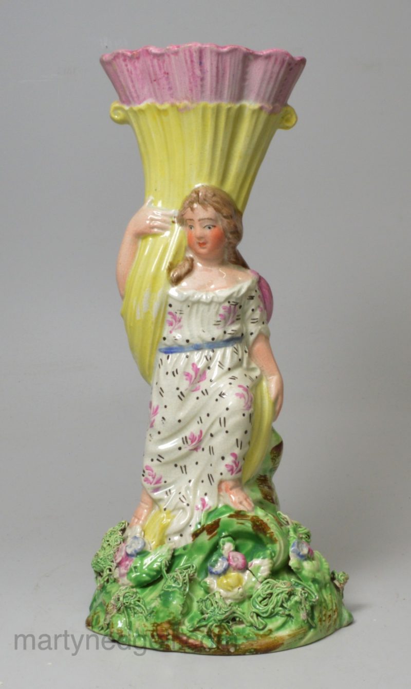 Staffordshire pottery figural spill vase, circa 1820