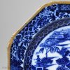 Pearlware pottery plate decorated with a dark blue transfer print under the glaze, circa 1790