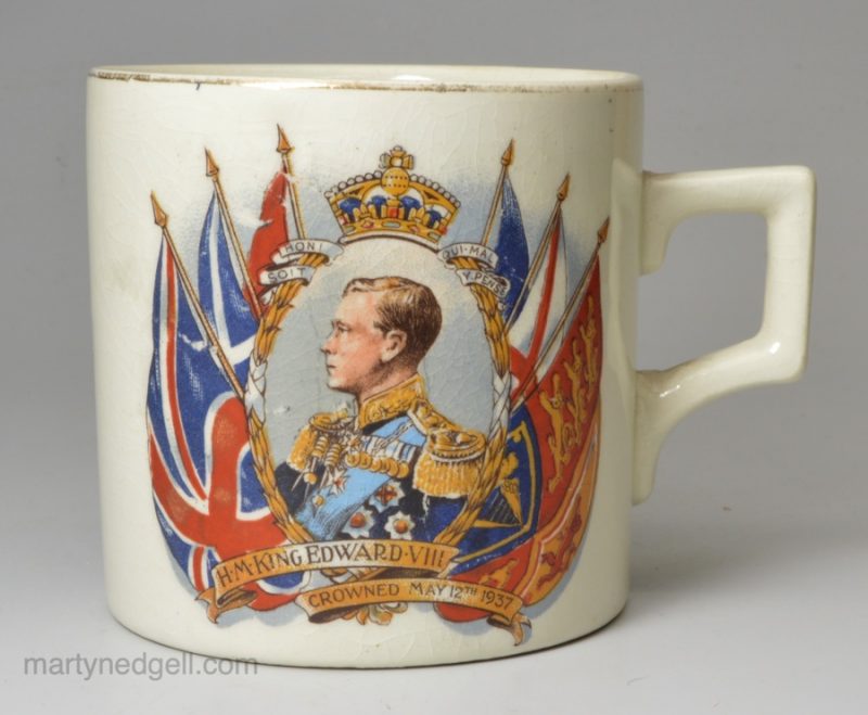 Pottery mug commemorating the coronation of Edward VIII that didn't happen in 1937