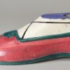 Pair of pearlware pottery shoe inkwells, circa 1820, possibly Scottish