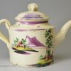 Creamware pottery teapot with enamel decoration, circa 1770