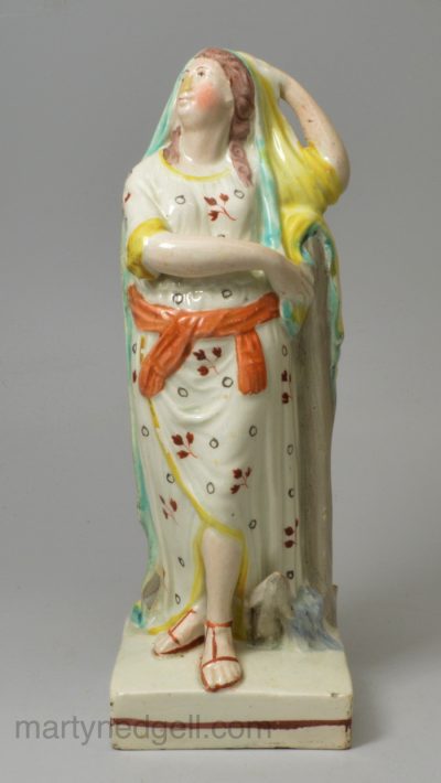 Staffordshire pearlware pottery allegorical figure of Hope, circa 1820