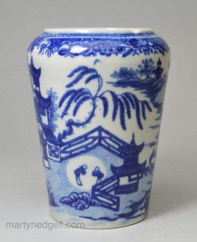 Caughley porcelain lidless tea canister, circa 1780